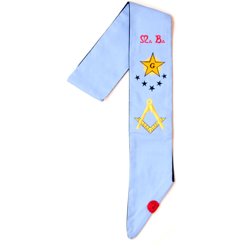 Baudrier Maître Maçon Rite Français Traditionnel – Équerre Compas Lettre G Rosette