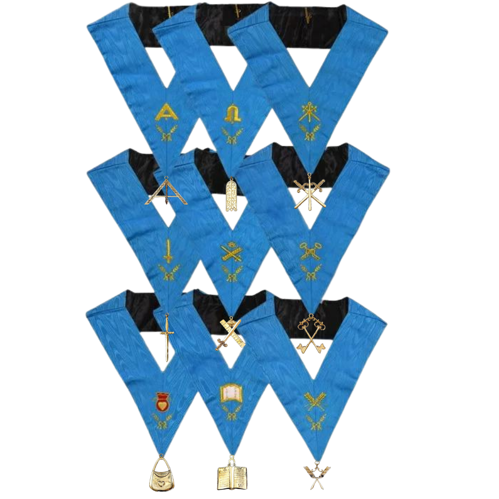 Ensemble de 9 Sautoirs et Bijoux Officiers Rite Français Moderne