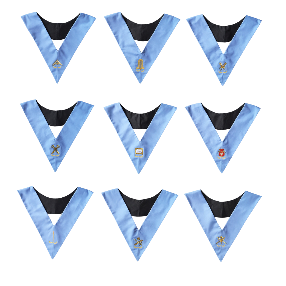 Ensemble de 9 Sautoirs Officiers Rite Français Traditionnel