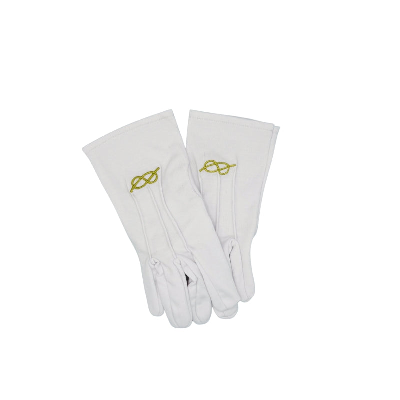 Gants blancs maçonniques - broderie Lac d'Amour dorée - taille M (déstockage)