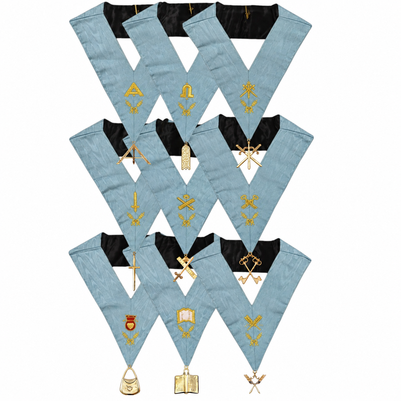 Ensemble de 9 Sautoirs et Bijoux Officiers Rite Français Moderne Rétabli