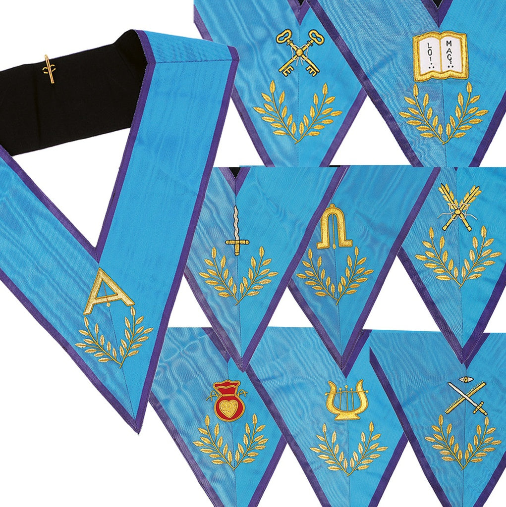 Ensemble de 9 Sautoirs Officiers Memphis Misraïm