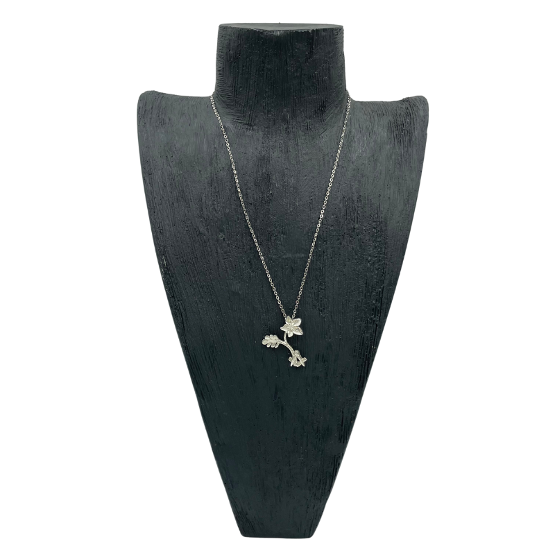 Pendentif Maçonnique - Équerre-Compas, Feuille d’Acacia et Myosotis - argenté
