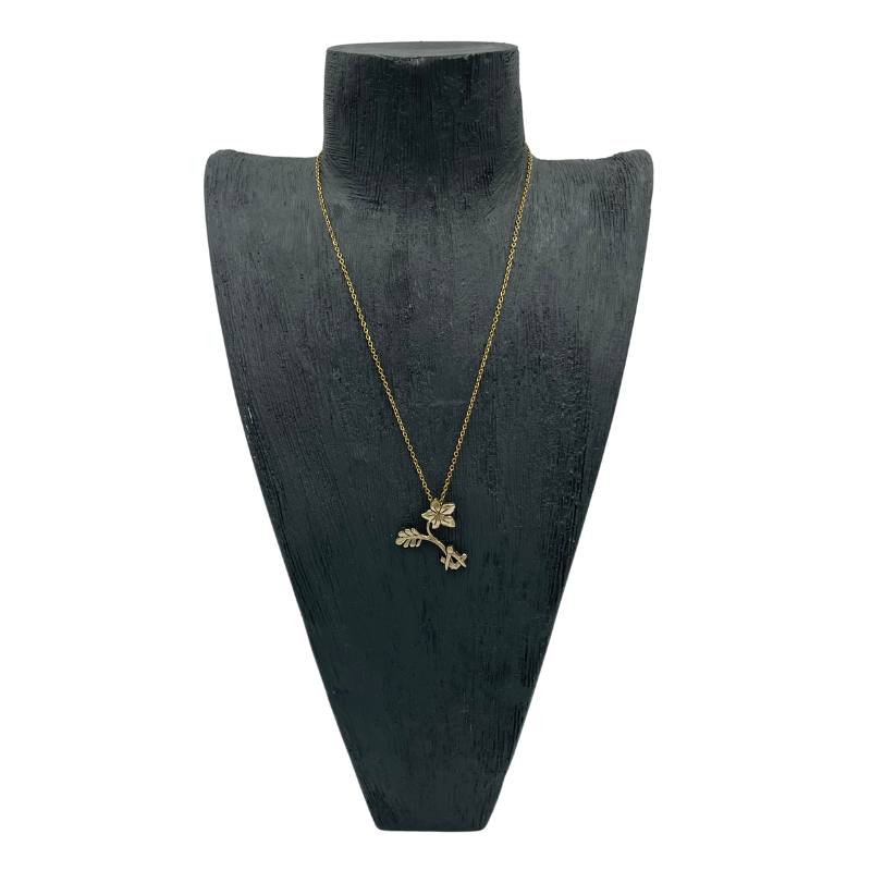 Pendentif Maçonnique - Équerre-Compas, Feuille d’Acacia et Myosotis - doré