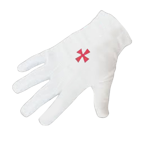 Gants Blancs en Coton - Broderie Templière